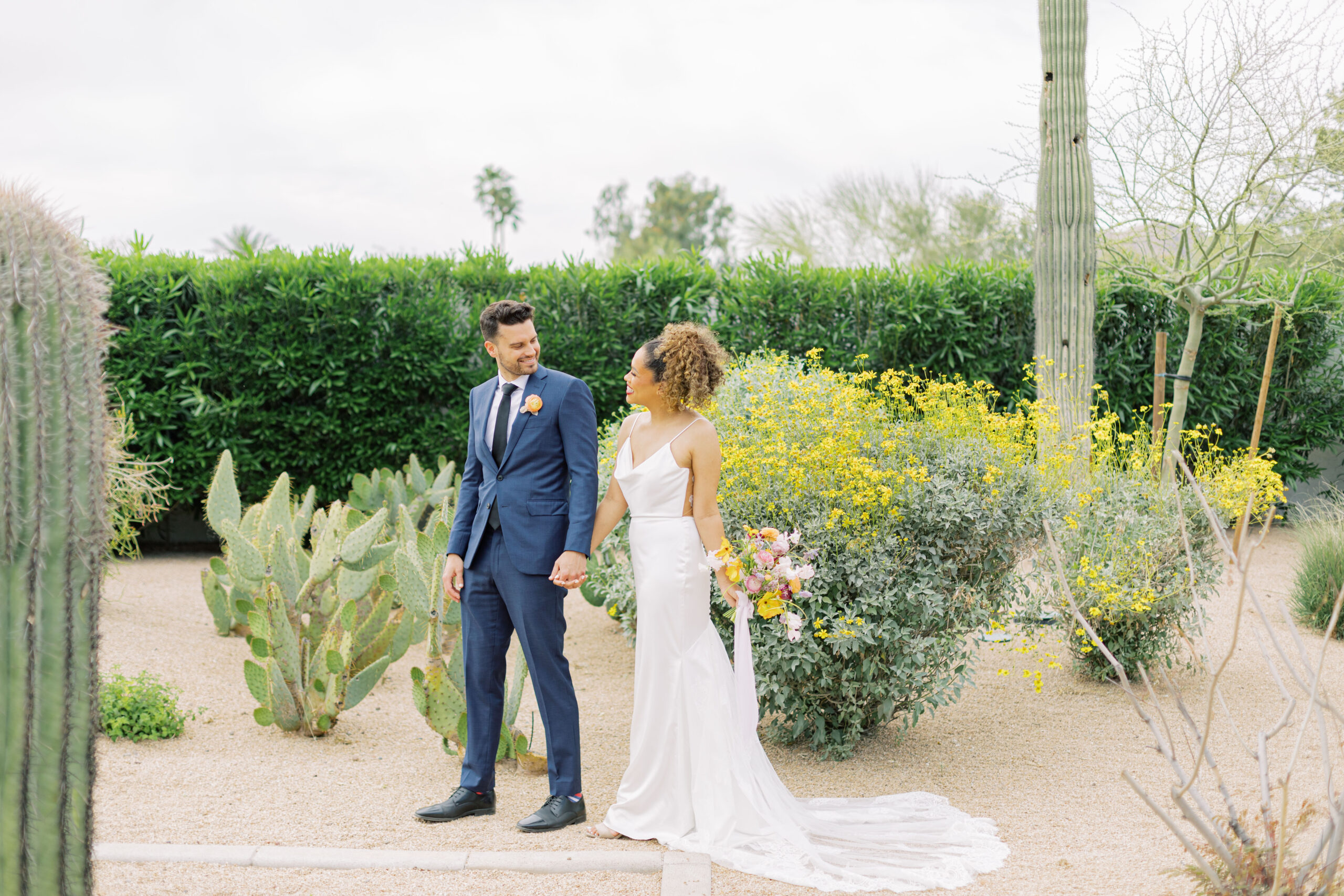 a romantic wedding at Andaz Resort in Scottsdale, AZ. This image showcases the inspiring backdrop of Camelback Mountain and the splendor of the Sonoran Desert. The stunning desert views are what make this venue a favorite for Arizona weddings.